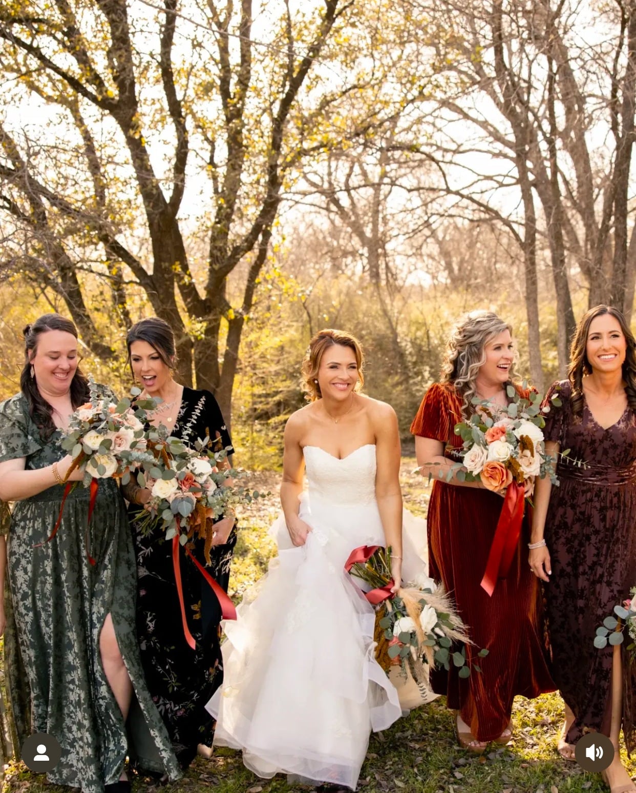 Bride and bridal party with natural spray tan color